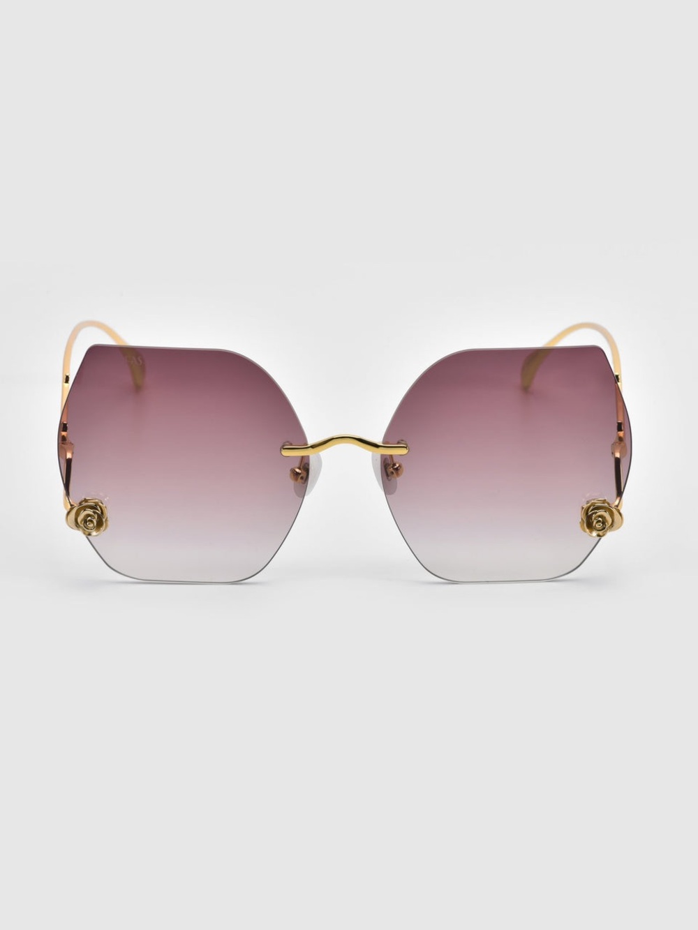 Rimless Women's Sunglasses in Gradient Brown with Gold Accents